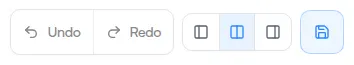 Undo, redo, and the Save button in the resume editor's page header, with the marker that shows unsaved changes.